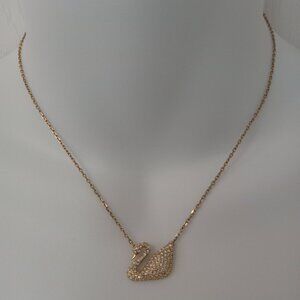 Swarovski Iconic Swan Necklace Gold Tone 16"-18"
